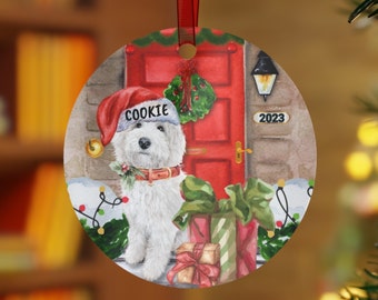 Personalized White Goldendoodle, Labradoodle, Cockapoo Christmas Ornament, Doodle Dog, Cavapoo Metal Ornament, Doodle Mom Keepsake Gift