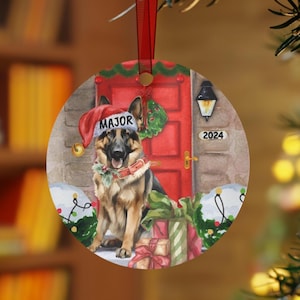 Personalized German Shepherd Dog Christmas ornament,  German Shepherd Mom Gift, metal ornament, Custom German Shepherd Gift Ornament