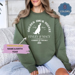 Personalized Golden Retriever Coffee Sweatshirt, Perfect gift for Golden Retriever Moms, Custom Funny Dog and coffee lover shirt
