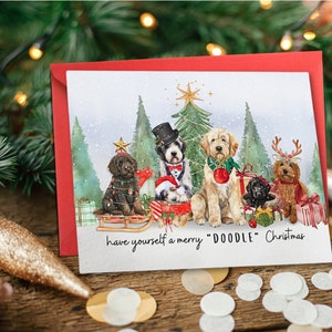 Doodle Dog Christmas Greeting Card, Goldendoodle, Labradoodle, Bernedoodle, Aussiedoodle, Cockapoo Christmas card for Doodle moms Dog Lovers