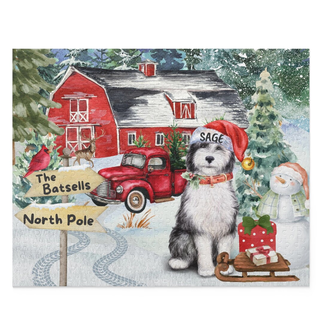 Personalized Sheepadoodle Christmas Puzzle, DOODLE Mom or Dad Gift Idea