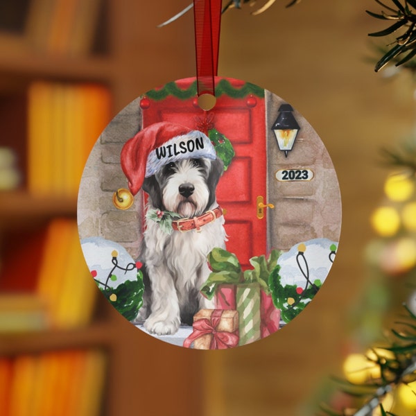 Personalized Sheepadoodle, Bernedoodle,  Doodle Dog Christmas ornament,  Doodle Mom Gift, metal ornament, Sheepdog Gift