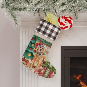 Personalized Golden Retriever  Christmas Stocking, Custom Golden Retriever Dog Mom or Dad Gift, Retriever Holiday Christmas Decor