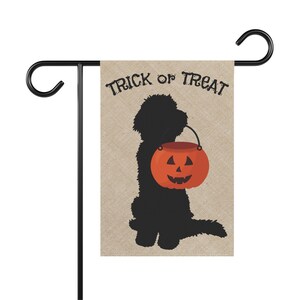 Doodle Dog Fall/Halloween Garden, House Flag / Banner, Double-sided, Goldendoodle, Bernedoodle, Labradoodle, Aussiedoodle, Sheepadoodle image 2