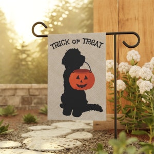 Doodle Dog Fall/Halloween Garden, House Flag / Banner, Double-sided, Goldendoodle, Bernedoodle, Labradoodle, Aussiedoodle, Sheepadoodle