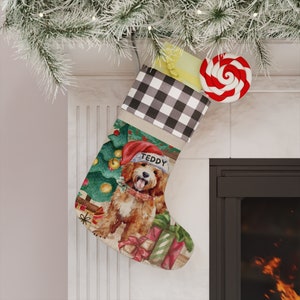 Personalized Cockapoo, Cavapoo, Cavoodle Christmas Stocking, Doodle Mom Gift, Apricot/Red Cockapoo, Cavapoo, Goldendoodle, Labradoodle
