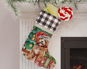 Personalized Cockapoo, Cavapoo, Cavoodle Christmas Stocking, Doodle Mom Gift, Apricot/Red Cockapoo, Cavapoo, Goldendoodle, Labradoodle