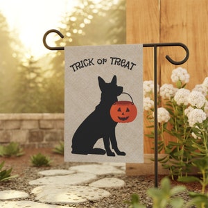 German Shepherd Dog Fall, Halloween Lawn & Garden House Flag, Double-sided Banner, Stand NOT included