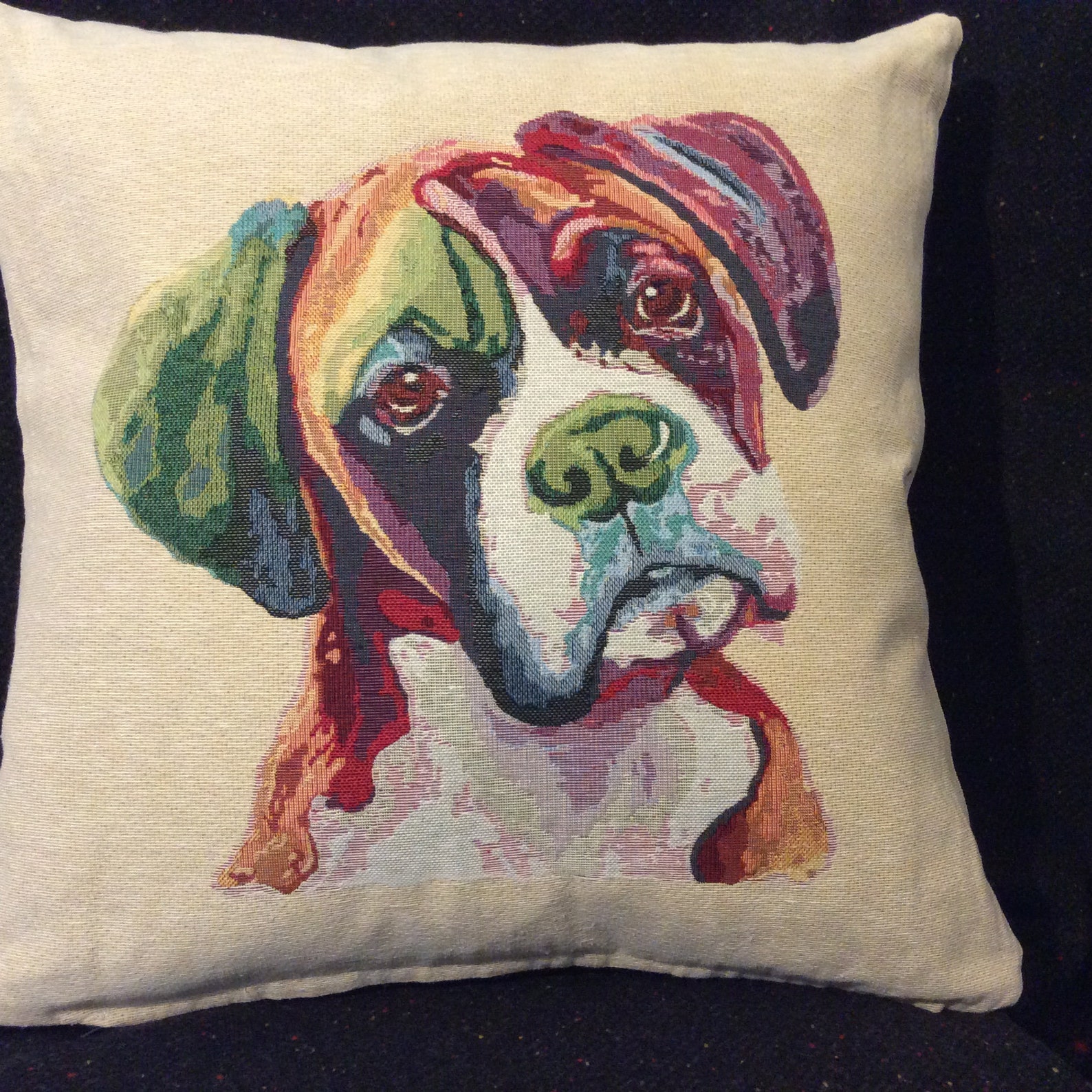 Tapestry effect dog image cushions Etsy
