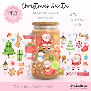 Christmas Santa Glass Can Wrap, Santa Claus Cup Wrap, Christmas Wrap, Christmas Candy Wrap, Christmas Aesthetics, UV DTF Wrap