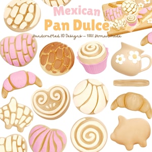 May include: Assortment of Mexican Pan Dulce, handcrafted 3D designs, including concha,  pan de muerto, and other traditional sweet breads.  Handcrafted 3D Designs - 100% Human Made.