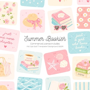 Sommarboksliknande lapptäcke Clipart, strandläsare PNG, kustböcker, romantisk läsargrafik, pastellfärgade sommarklistermärken