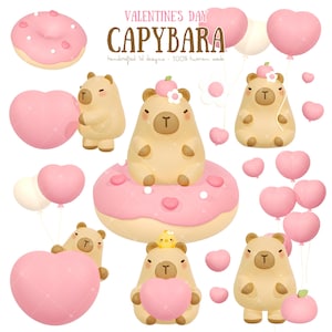 3D Valentine&#39;s Day Capybara Clipart PNG | Cute Capybara Clipart | PNG, Sublimation | Valentine&#39;s Day 3d Animal | Digital Download