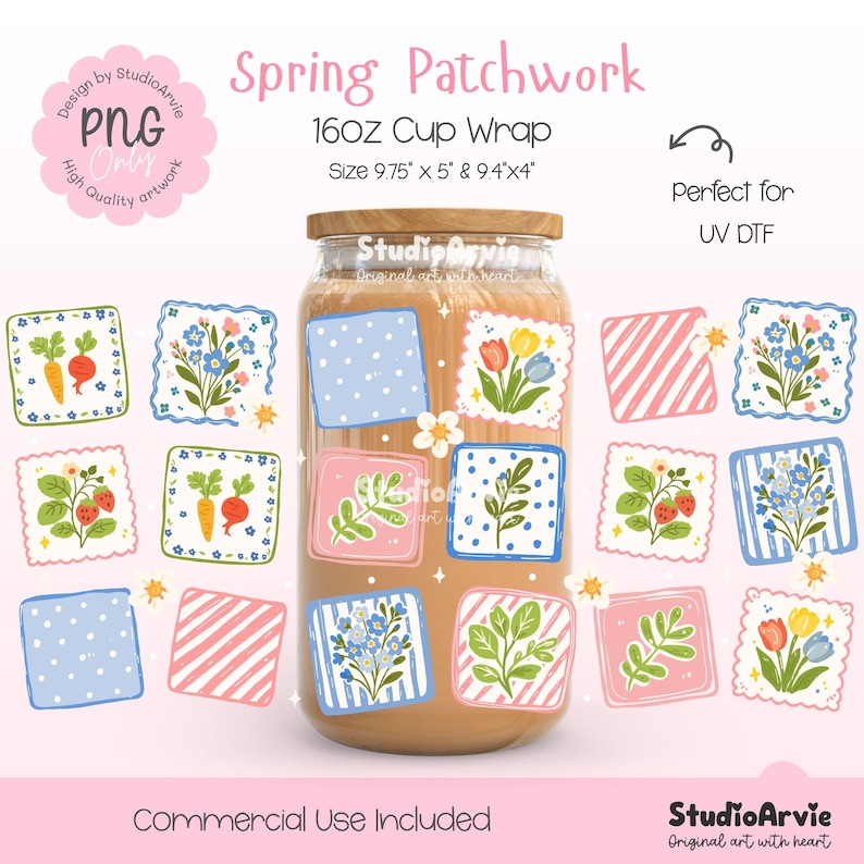 Vårstugalapptäcke, glasburkslinda, vårglasburk, vårquiltblock, blommig kopplinda, vårblomma png bild 1