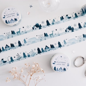 Washi Tape, Winter Wonderland, 20mmx10m, Animal Illustration, Snow Winter Landscape, Journaling washi Tape