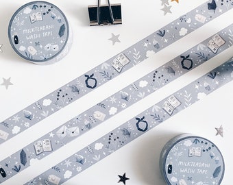 Washi Tape, Magic Things Illustration, 15mm, Bücher, Kristall, hellblau, Masking Tape, Journaling Tape, Scrapbooking, milkteadani