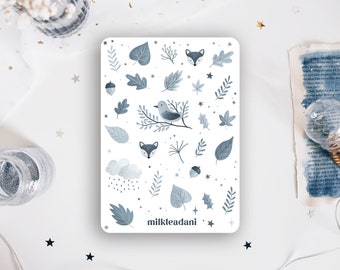 Stickersheet, autumn leaves, autumn illustrations, journal stickers autumn, Autumn Sticker, Fall Illustration, milkteadani