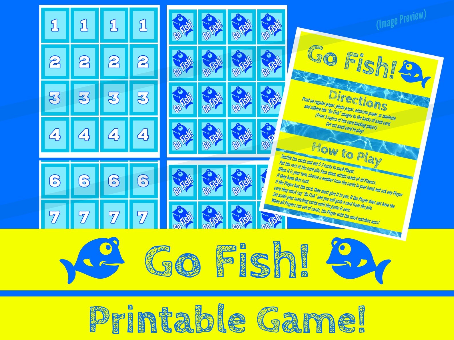 Go Fish Printable Card Game Instant Download Images Arts Etsy