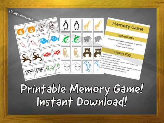 Memory Card Game Printable Instant Digital Download 8 5 X Etsy