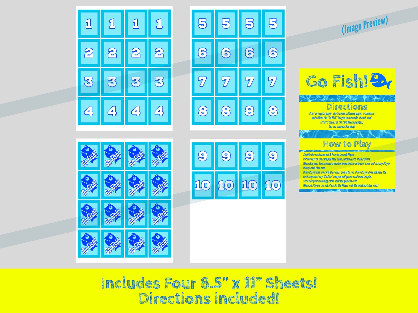 Go Fish Printable Card Game Instant Download Images Arts | Etsy