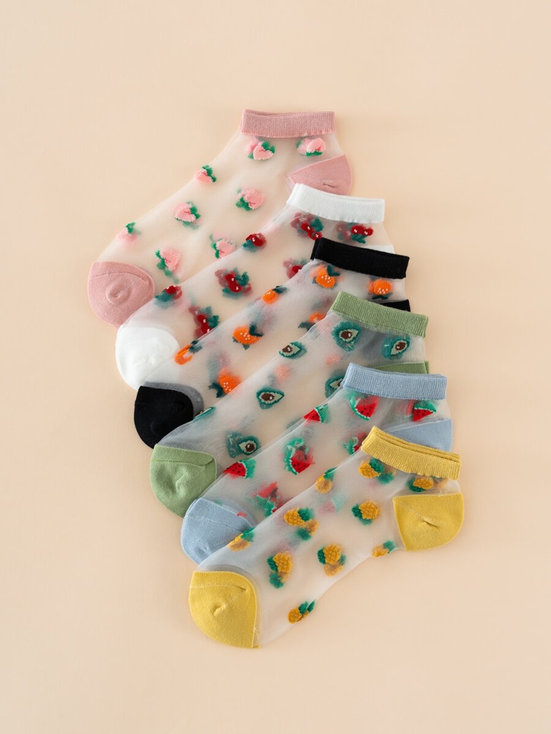 See-through Lovely Colour Fruit Women's Socks White - Etsy UK