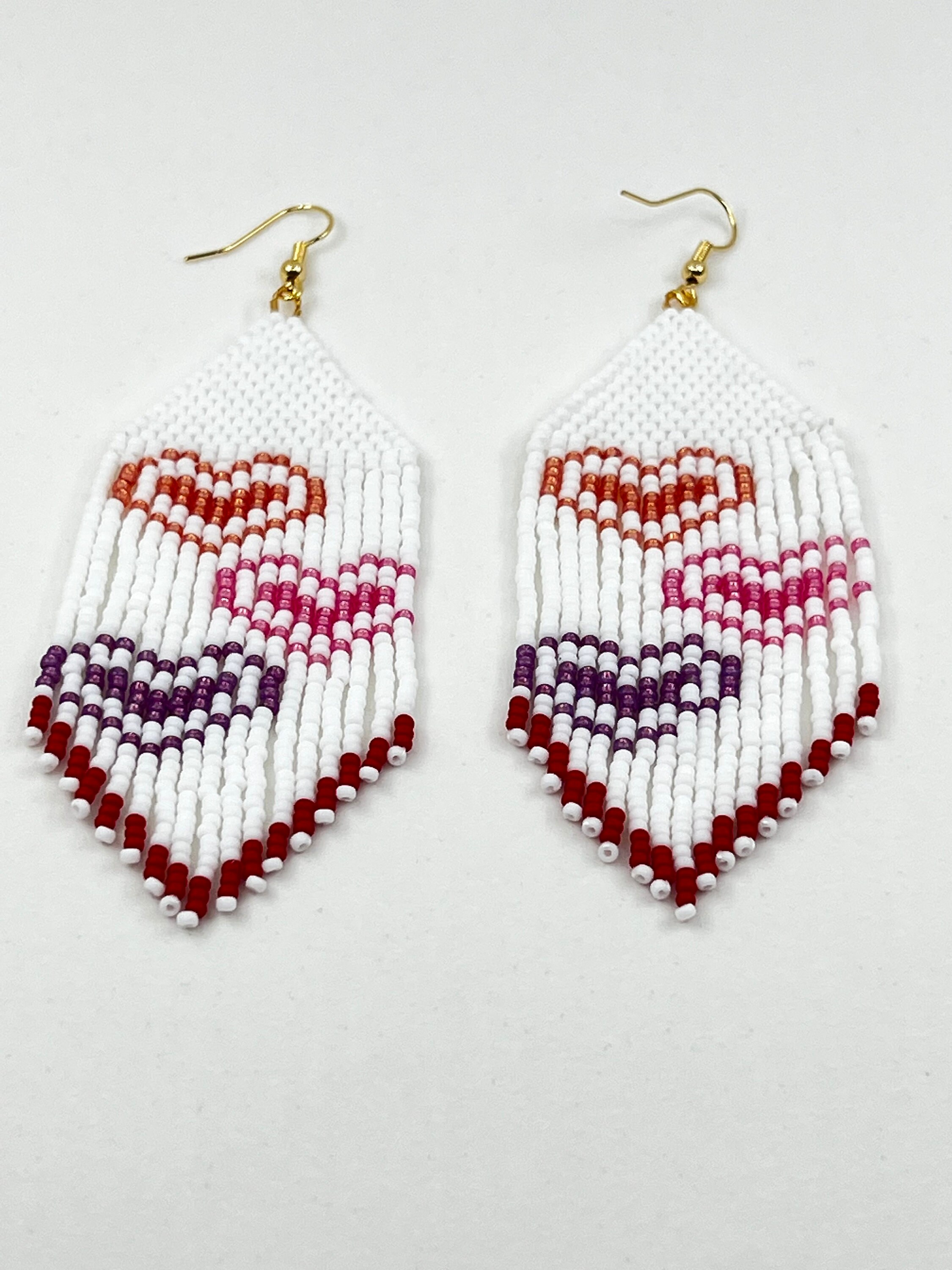 Frehsky Earrings for Women Handmade Beaded Lips Valentine's Day Earrings Fashion Love Hand Made Boho Rice Beaded Earrings Valentines Day Gifts, Adult