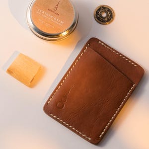Cartera minimalista de cuero hecha a mano - Tarjetero fino - Cuero genuino - Regalo para hombre y mujer - Cartera de cuero