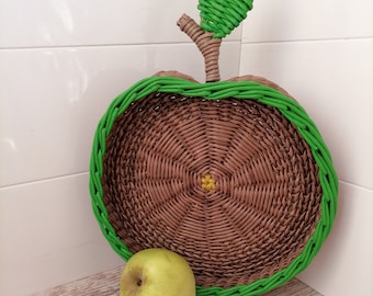 Eco friendly basket for fruit-Home dining room decor-Wicker basket-Basket for table-Round mini basket-Mom gift-House warming gift-Fruit bowl