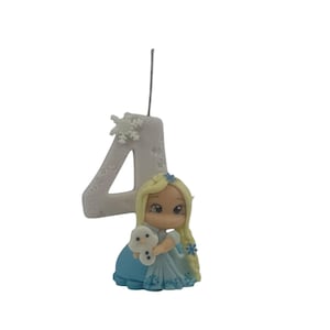 Snow Princess Birthday Candle – Custom Number Candle with Snowman – Winter Wonderland Cake Topper