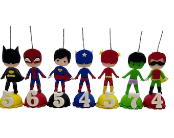 Handmade Superhero Birthday Candle – Custom Number Cake Topper – Boys Party Decoration in Cold Porcelain