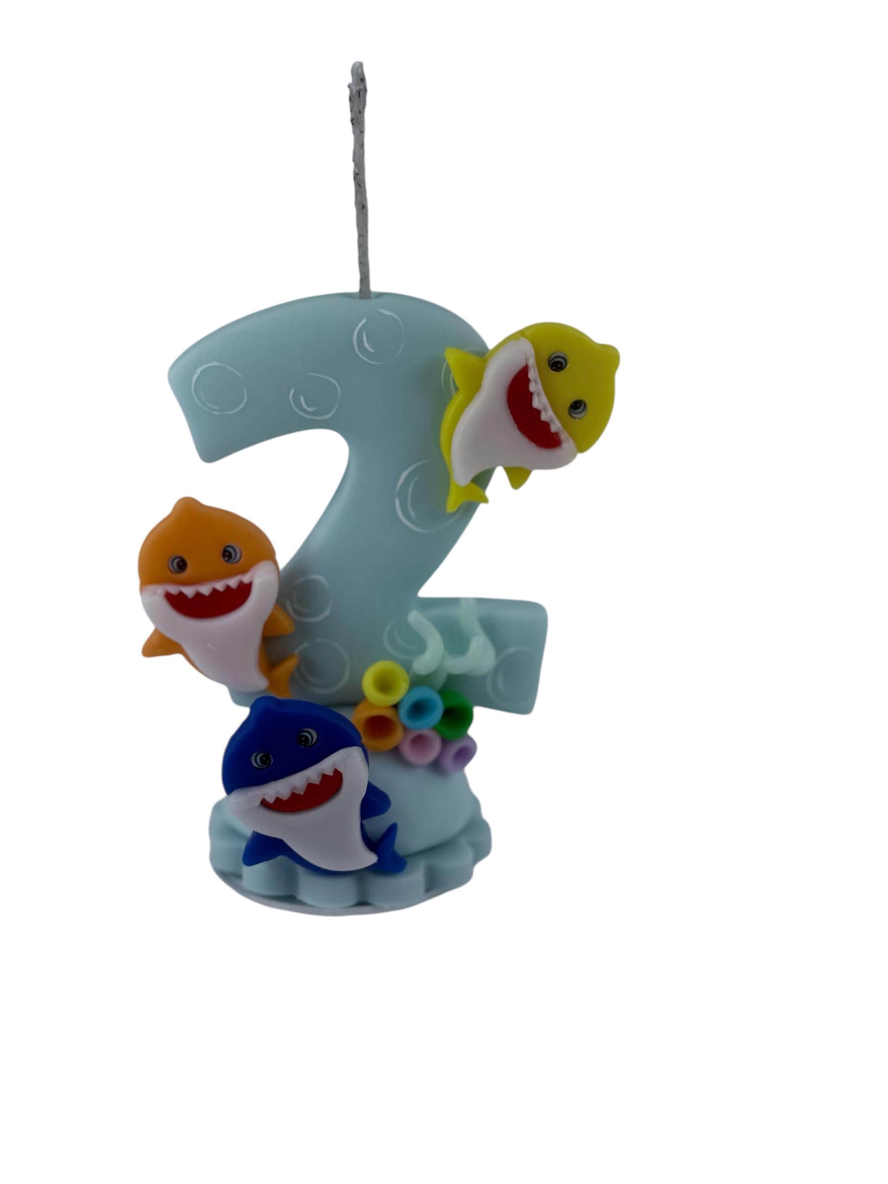 Shark Number 2 Candle in Cold Porcelain: Ocean Theme Birthday Topper