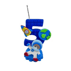 Astronaut Birthday Candle – Custom Number Cake Topper | Space Party Decor
