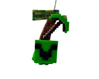 Handmade Pixel Birthday Candle – Custom Age Gamer Party Cake Topper