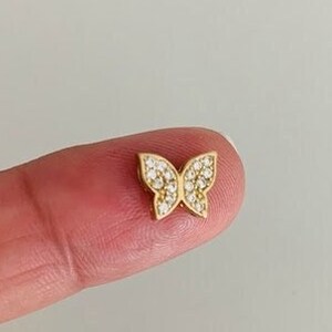14K Solid Gold Butterfly Pendant with ZC | Yellow Gold Pendant | Butterfly Pendant | 14K Solid Gold Pendant