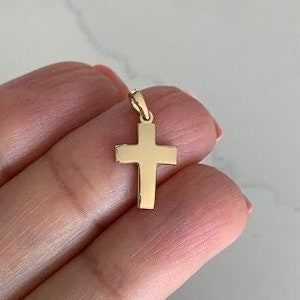 14K Solid Gold Cross | Shiny Yellow Gold Cross | Catholic Pendant | 14K Solid Gold Cross Christian Pendant | 16MM Cross