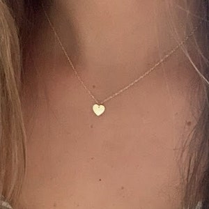 14K Gold Hängende Herz Halskette | 6MM Herz Gold Kette | Zierliche Halskette | Herz Halskette | Minimalistischer Schmuck | MASSIV GOLD