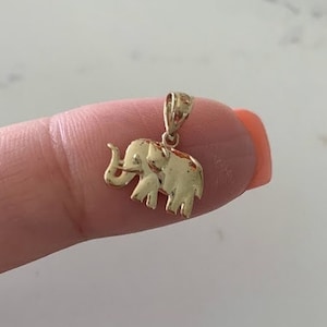7MM 14K Solid Gold Elephant Pendant | Yellow Gold Pendant | Shiny Elephant Pendant | 14K Solid Gold Pendant