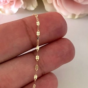14K Yellow Gold Mirror Chain, Gold Chain, 1.7mm Twisted Diamond Cut Mirror Chain, Dainty Mirror Chain , Shiny Dual Mirror, 14K Gold Choker