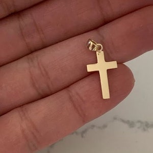 14K Solid Gold Cross Pendant | Yellow Gold Cross | Cross Pendant | High Polish Cross | 17MM Pendant