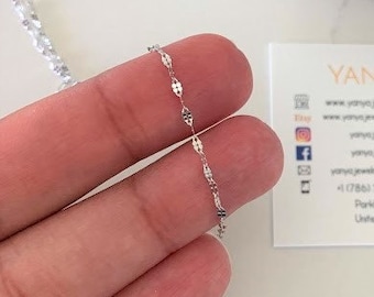 14K White Gold Mirror Chain, Gold Chain, 1.7mm Twisted Diamond Cut Mirror Chain, Dainty Mirror Chain , Shiny Dual Mirror, 14K Gold Choker