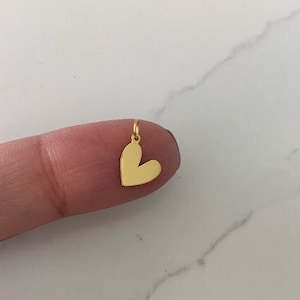 14K Solid Gold Heart Pendant | Personalized Charms | Personalized Solid Gold Heart | Dainty Thin Heart Pendant Charm | Personalized