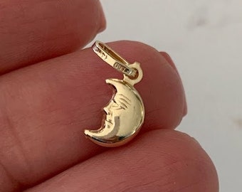 14K Solid Gold Moon Pendant | Yellow Gold Moon Pendant | Moon Pendant | 14K Solid Gold Pendant | Half Moon