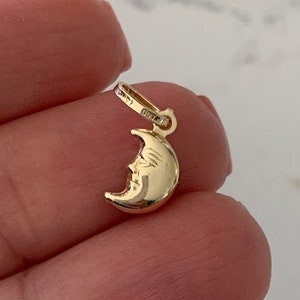 14K Solid Gold Moon Pendant | Yellow Gold Moon Pendant | Moon Pendant | 14K Solid Gold Pendant | Half Moon