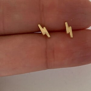 14K Gold Lightning Bolt Stud Earrings | Minimalist Earrings | Everyday Earrings | Dainty Earrings Lightning Studs