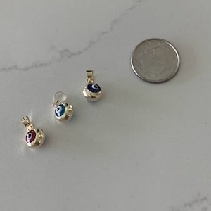 14k Solid Gold Evil Eye Necklace | Gift for her | Evil Eye Protection | 14k Gold Turkish Eye Charm Pendant | 14k Solid Genuine Yellow Gold
