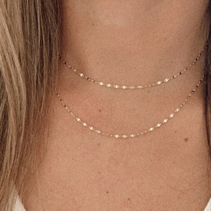 14K Yellow Gold Mirror Chain, Gold Chain, 2MM Twisted Mirror Chain, Dainty Mirror Chain , Shiny Dual Mirror, 14K Gold Choker, Real Gold