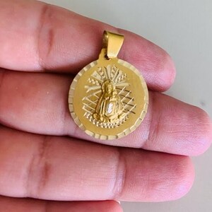 21MM 14K Oro Sólido Virgen Caridad de Cobre / Oro Amarillo Virgen / Colgante Católico / 14K Virgen de la Caridad del Cobre