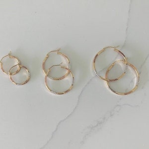 Tri Color Gold Hoop Earrings Etsy Australia
