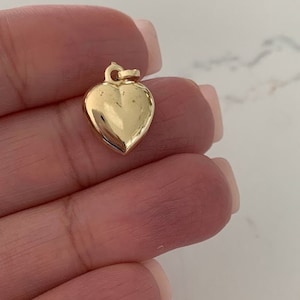 14KT Gold Heart Charm | 12MM Hollow Puffed Heart Charm | Real Gold Heart Pendant | Love Gift | Gift for Her | Heart Available in Yellow Gold