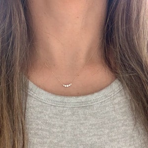 Tiny 14K Gold Necklace, CZ Gold Cluster Necklace, Simple Elegant Necklace, Minimalist Necklace, Gifts for her, Mothers Day Gift